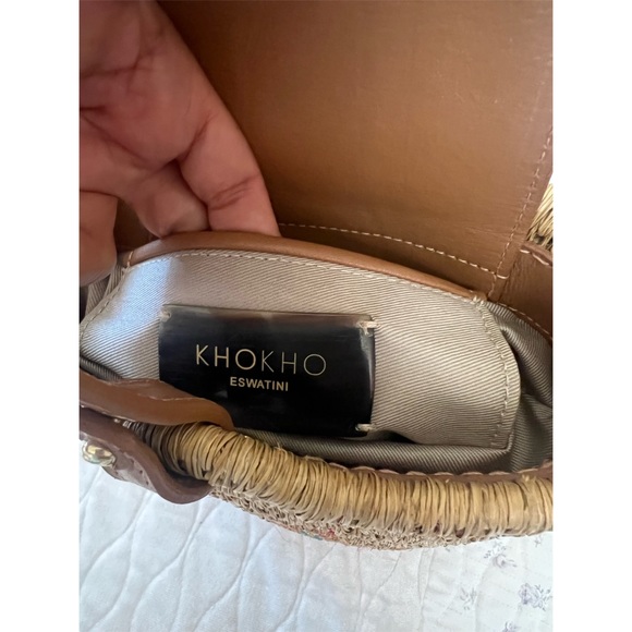 NWT. KHOKHO Zandi bucket bag. Smoke & Multi Weave  & Cuoio Leather. - Picture 6 of 7